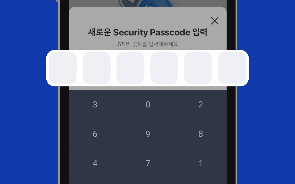 Security Passcode 입력과 재입력 이미지